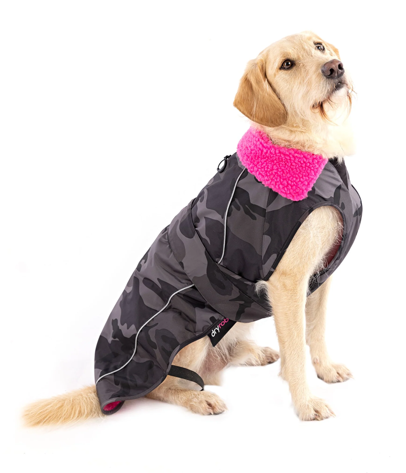 Dryrobe Dog Coat Black Camo/Pink -3